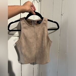AKIRA Tan Fitted Suede Crop Tank Top
